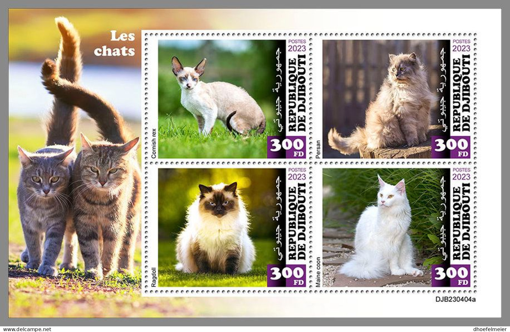 DJIBOUTI 2023 MNH Cats Katzen M/S – OFFICIAL ISSUE – DHQ2420 - Domestic Cats