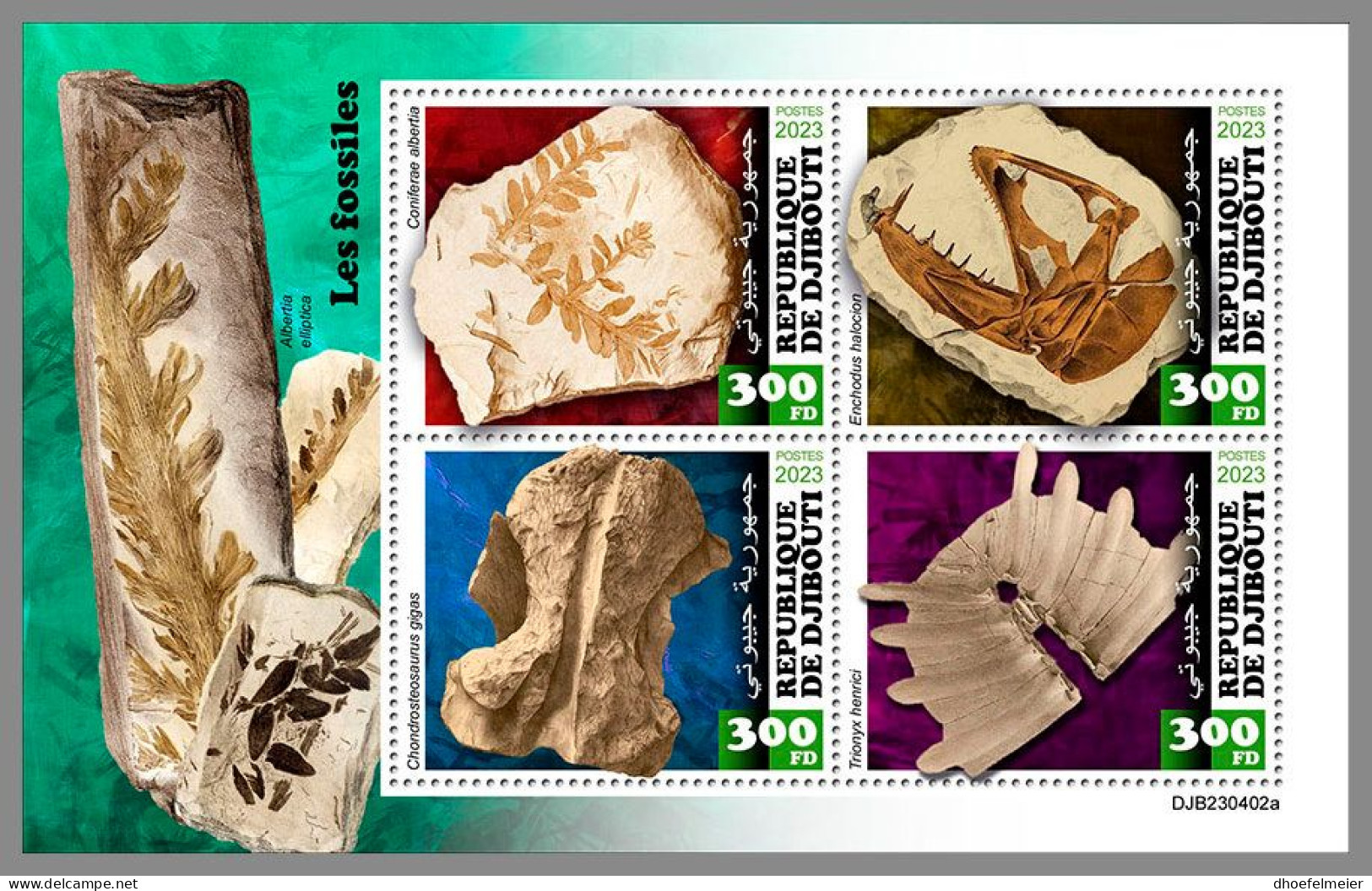 DJIBOUTI 2023 MNH Fossils Fossilien M/S – OFFICIAL ISSUE – DHQ2420 - Fossiles
