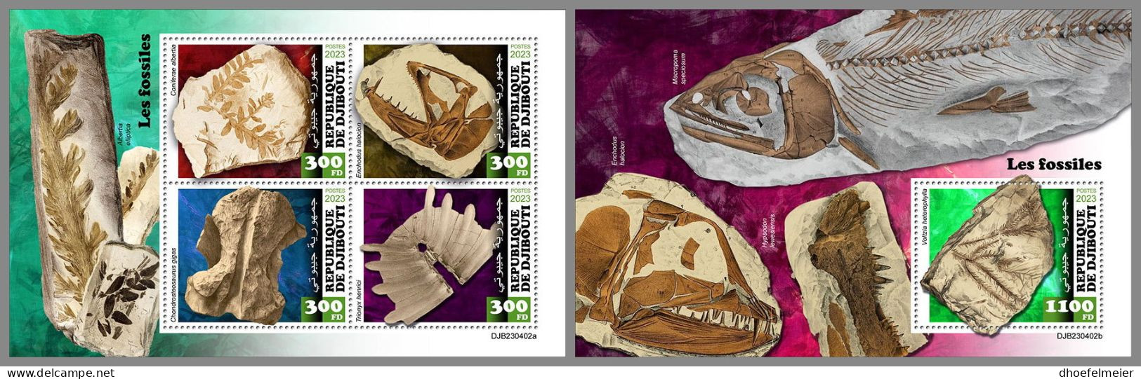 DJIBOUTI 2023 MNH Fossils Fossilien M/S+S/S – OFFICIAL ISSUE – DHQ2420 - Fossils