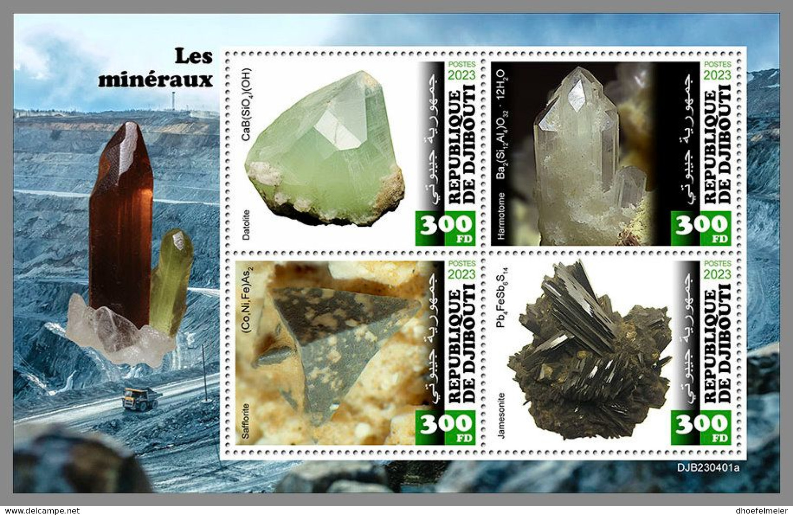 DJIBOUTI 2023 MNH Minerals Mineralien M/S – OFFICIAL ISSUE – DHQ2420 - Minéraux