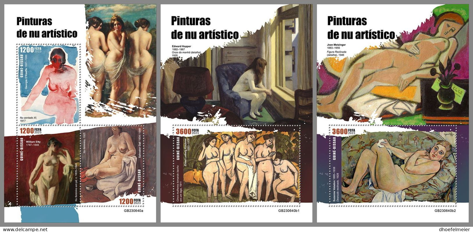 GUINEA-BISSAU 2023 MNH Nude Paintings Aktgemälde M/S+2S/S – OFFICIAL ISSUE – DHQ2420 - Desnudos