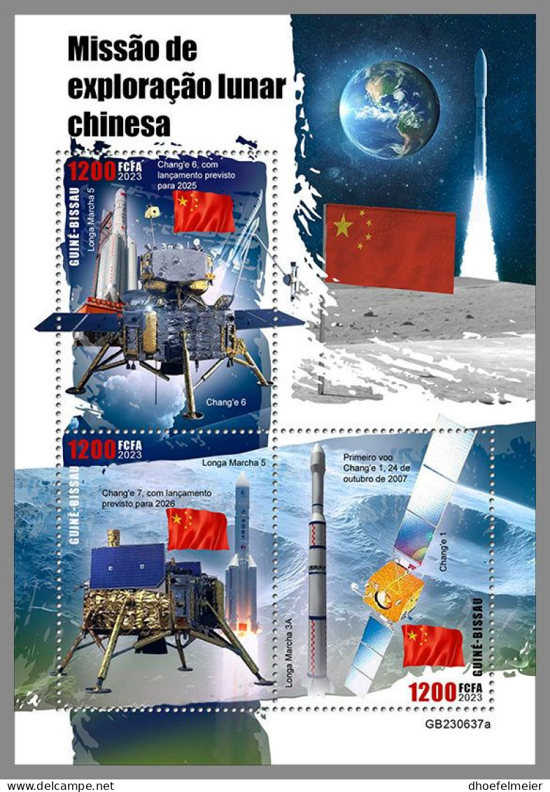 GUINEA-BISSAU 2023 MNH China‘s Moon Mission Space Raumfahrt M/S – OFFICIAL ISSUE – DHQ2420 - Africa