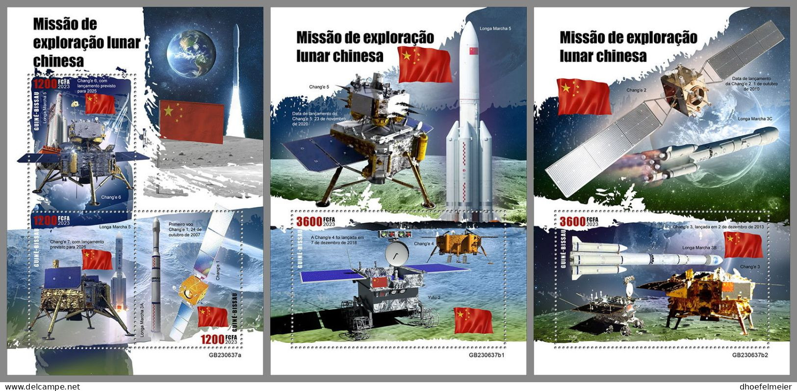 GUINEA-BISSAU 2023 MNH China‘s Moon Mission Space Raumfahrt M/S+2S/S – OFFICIAL ISSUE – DHQ2420 - Afrique