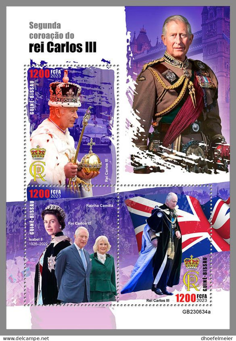 GUINEA-BISSAU 2023 MNH King Charles III. 2nd Coronation M/S – OFFICIAL ISSUE – DHQ2420 - Royalties, Royals