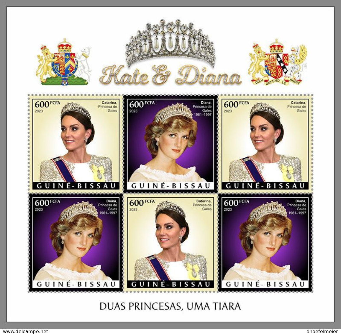 GUINEA-BISSAU 2023 MNH Kate & Diana M/S – OFFICIAL ISSUE – DHQ2420 - Familles Royales