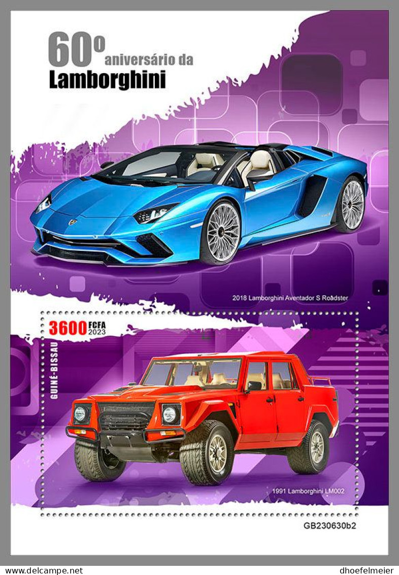 GUINEA-BISSAU 2023 MNH Lamborghini Cars Autos S/S II – OFFICIAL ISSUE – DHQ2420 - Cars