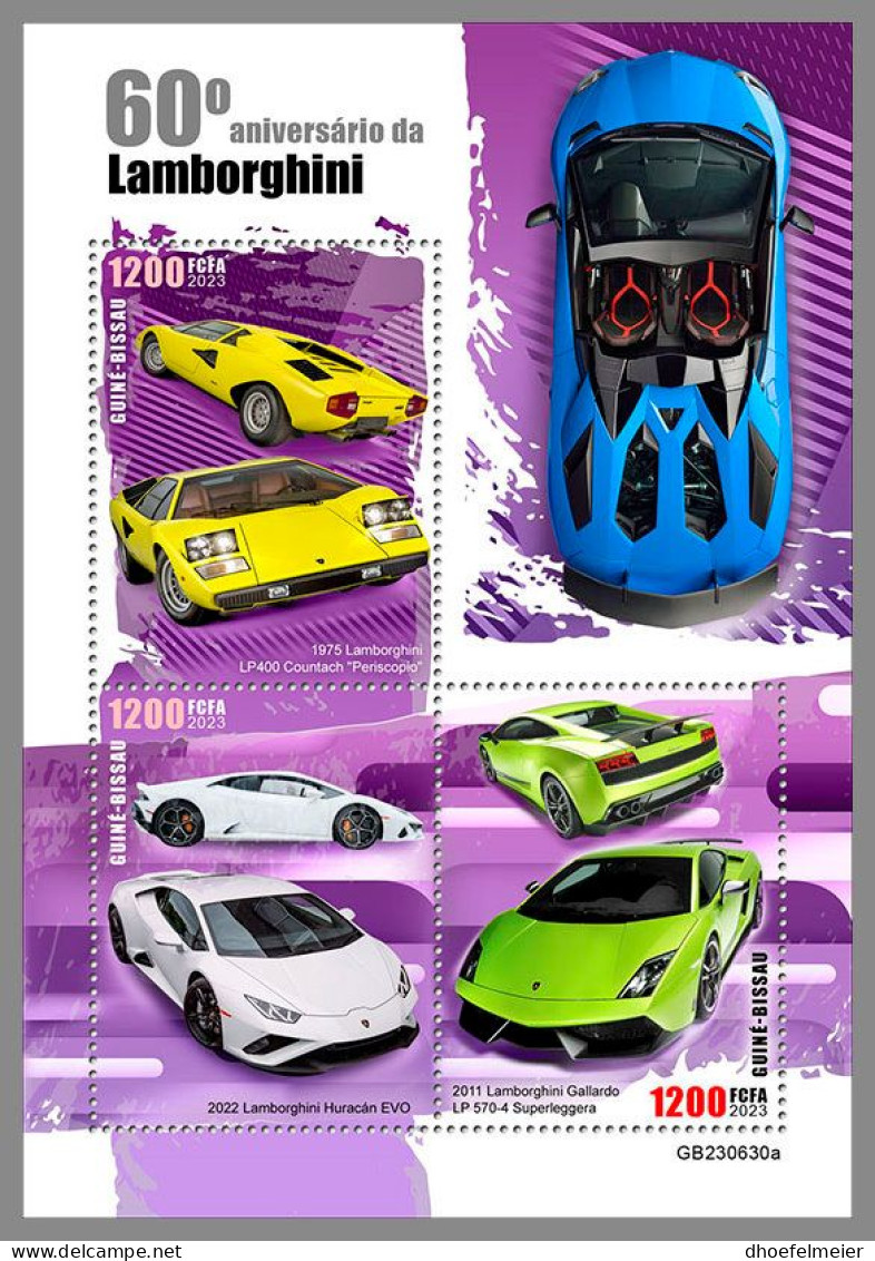 GUINEA-BISSAU 2023 MNH Lamborghini Cars Autos M/S – OFFICIAL ISSUE – DHQ2420 - Cars