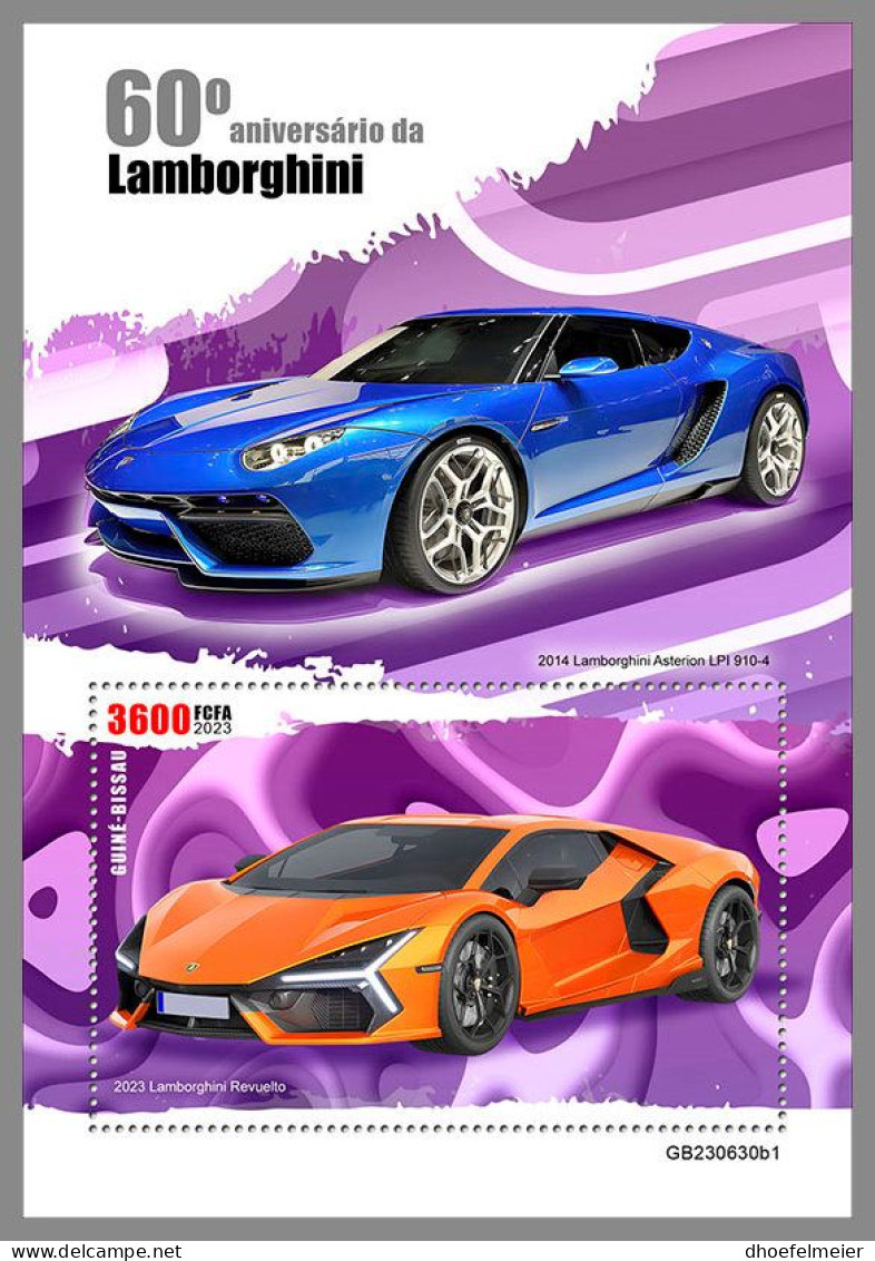 GUINEA-BISSAU 2023 MNH Lamborghini Cars Autos S/S I – OFFICIAL ISSUE – DHQ2420 - Cars