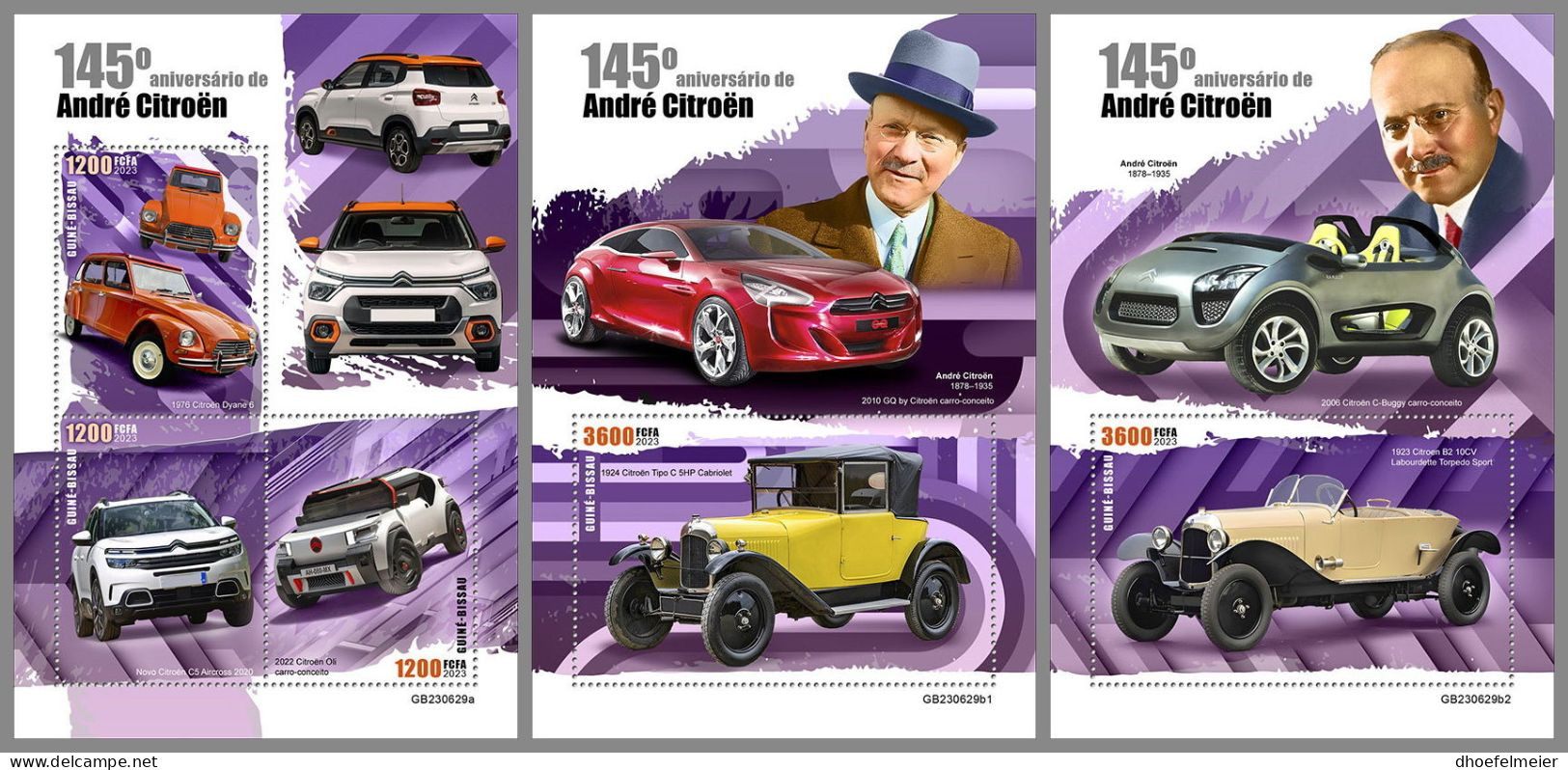 GUINEA-BISSAU 2023 MNH André Citroën Cars Autos M/S+2S/S – OFFICIAL ISSUE – DHQ2420 - Cars