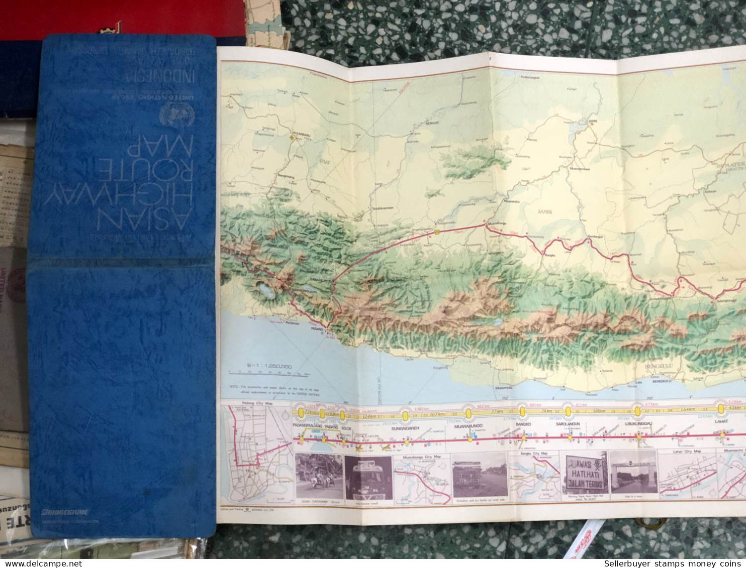 World Maps Old-ASIAN HIGHWAY ROUTE MAP INDONESI Before 1975-1 Pcs - Carte Topografiche