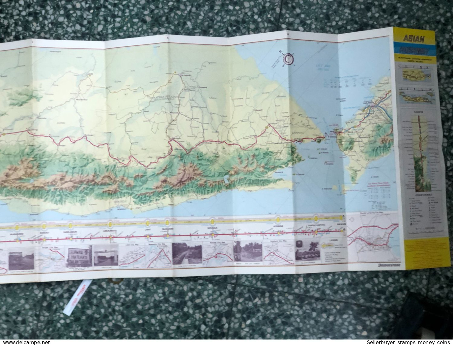 World Maps Old-ASIAN HIGHWAY ROUTE MAP INDONESI Before 1975-1 Pcs - Carte Topografiche