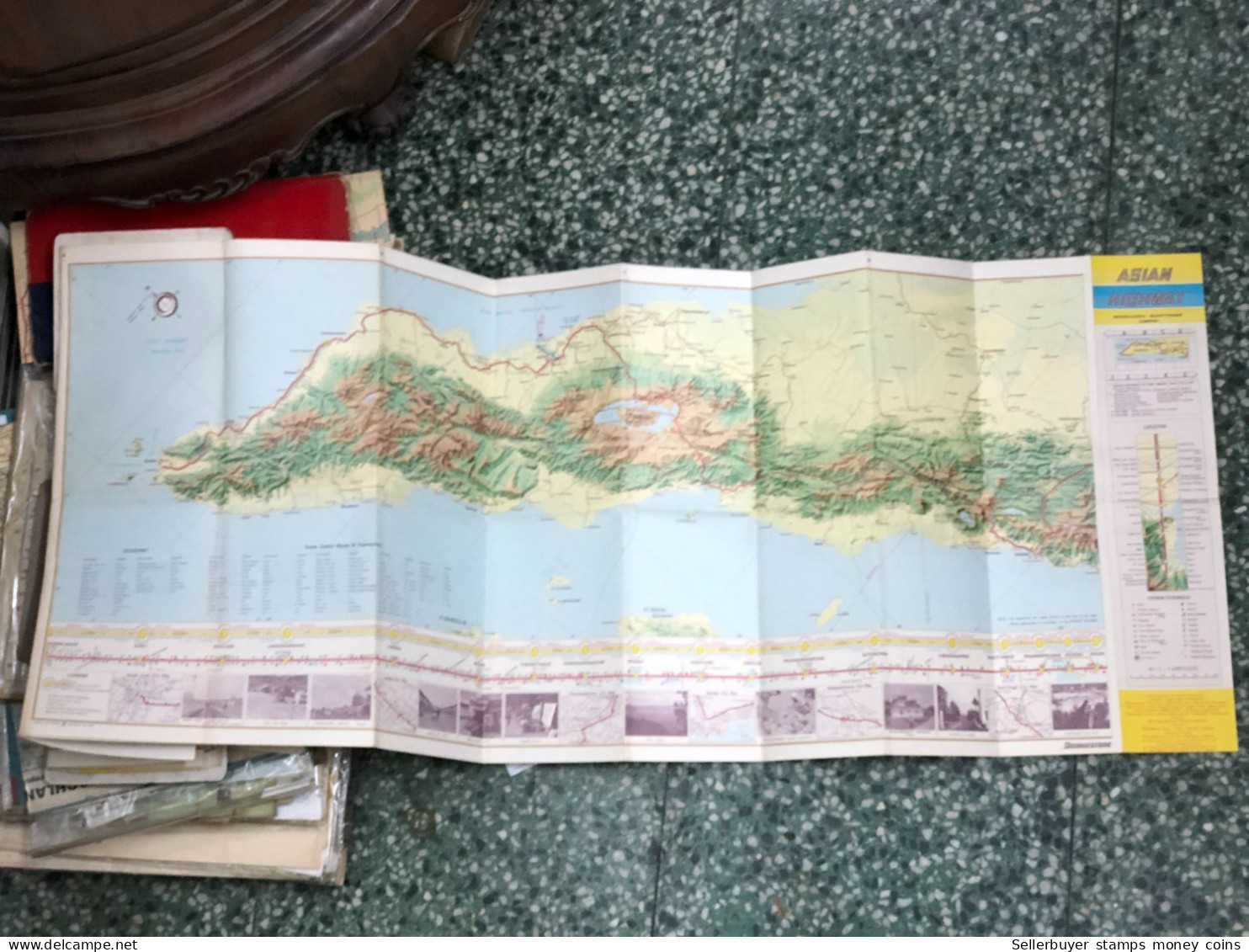 world maps old-ASIAN HIGHWAY ROUTE MAP INDONESI before 1975-1 pcs