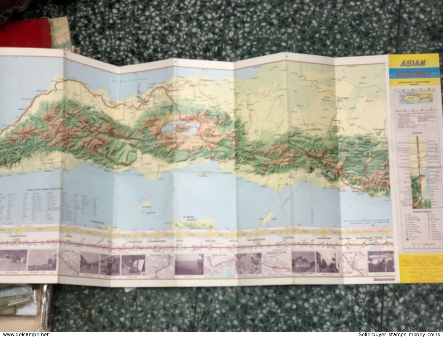 world maps old-ASIAN HIGHWAY ROUTE MAP INDONESI before 1975-1 pcs