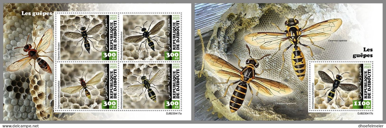 DJIBOUTI 2023 MNH Wasps Wespen M/S+S/S – IMPERFORATED – DHQ2420 - Other & Unclassified