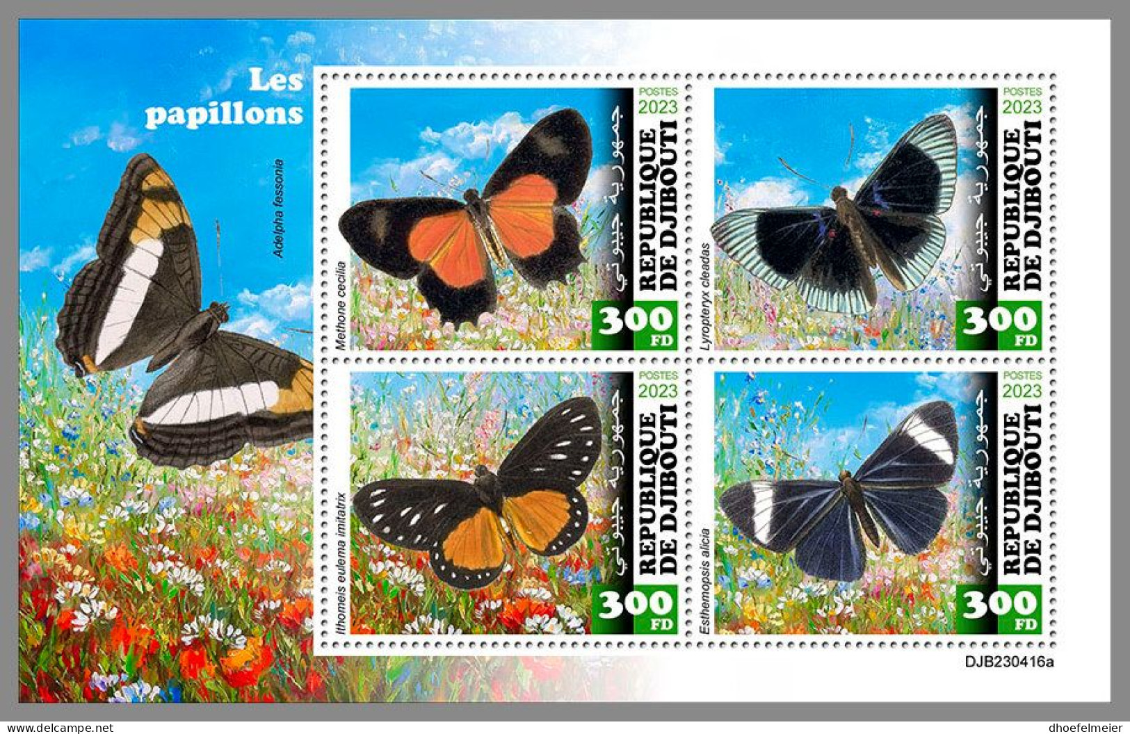 DJIBOUTI 2023 MNH Butterflies Schmetterlinge M/S – IMPERFORATED – DHQ2420 - Papillons