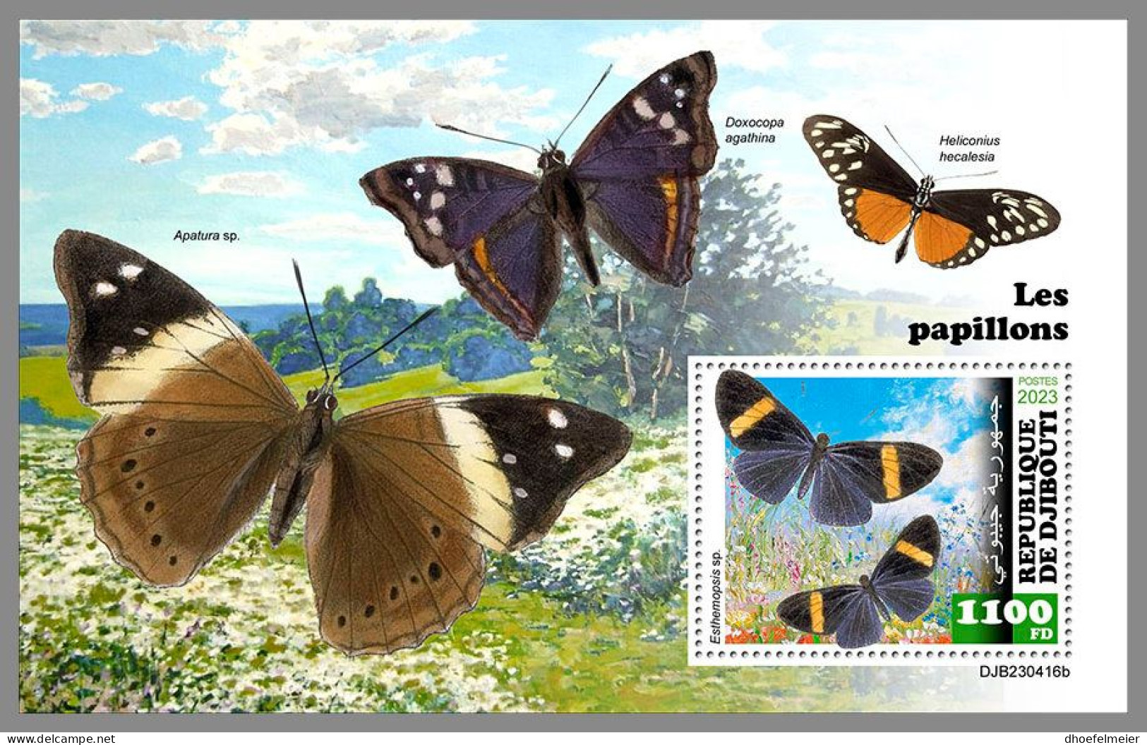 DJIBOUTI 2023 MNH Butterflies Schmetterlinge S/S – IMPERFORATED – DHQ2420 - Papillons