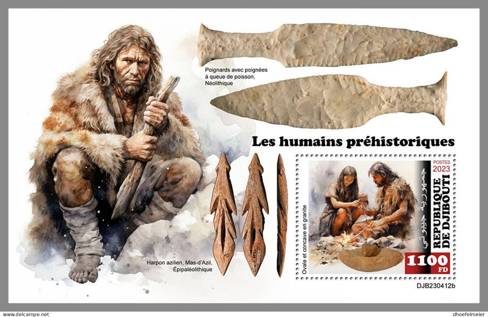 DJIBOUTI 2023 MNH Prehistoric Humans Präh. Menschen S/S – IMPERFORATED – DHQ2420 - Prehistorics