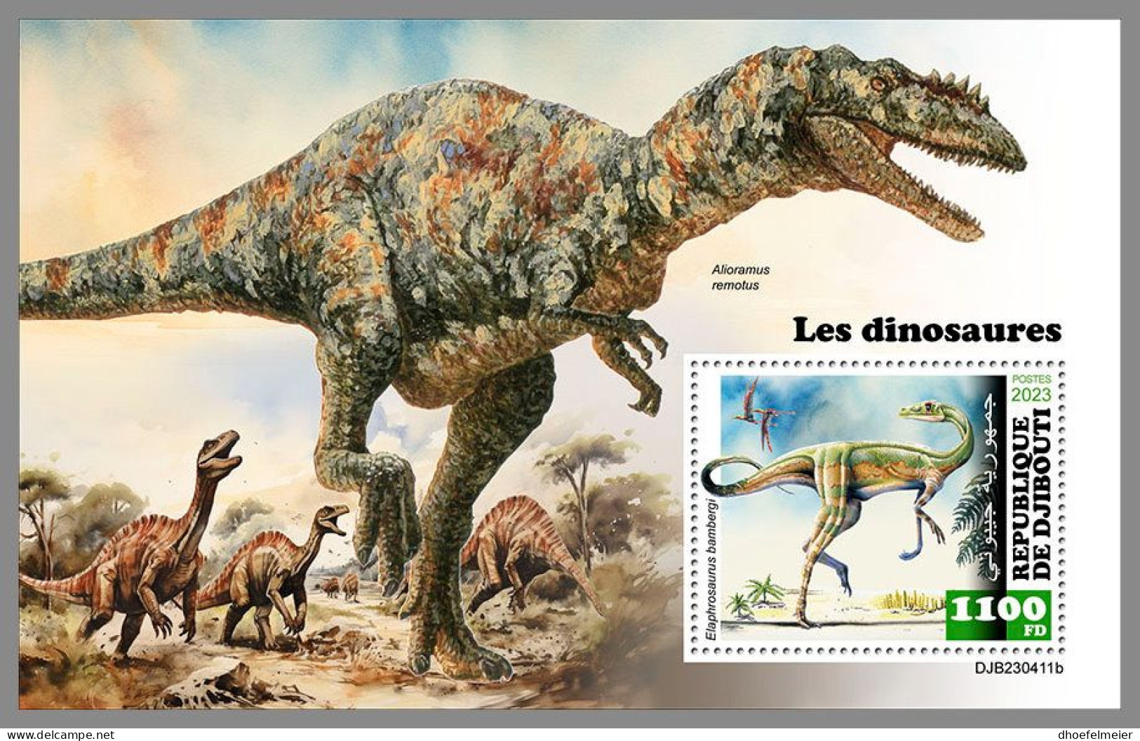 DJIBOUTI 2023 MNH Dinosaurs Dinosaurier S/S – IMPERFORATED – DHQ2420 - Préhistoriques