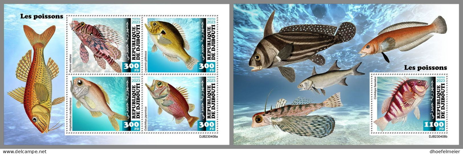 DJIBOUTI 2023 MNH Fishes Fische M/S+S/S – IMPERFORATED – DHQ2420 - Fische