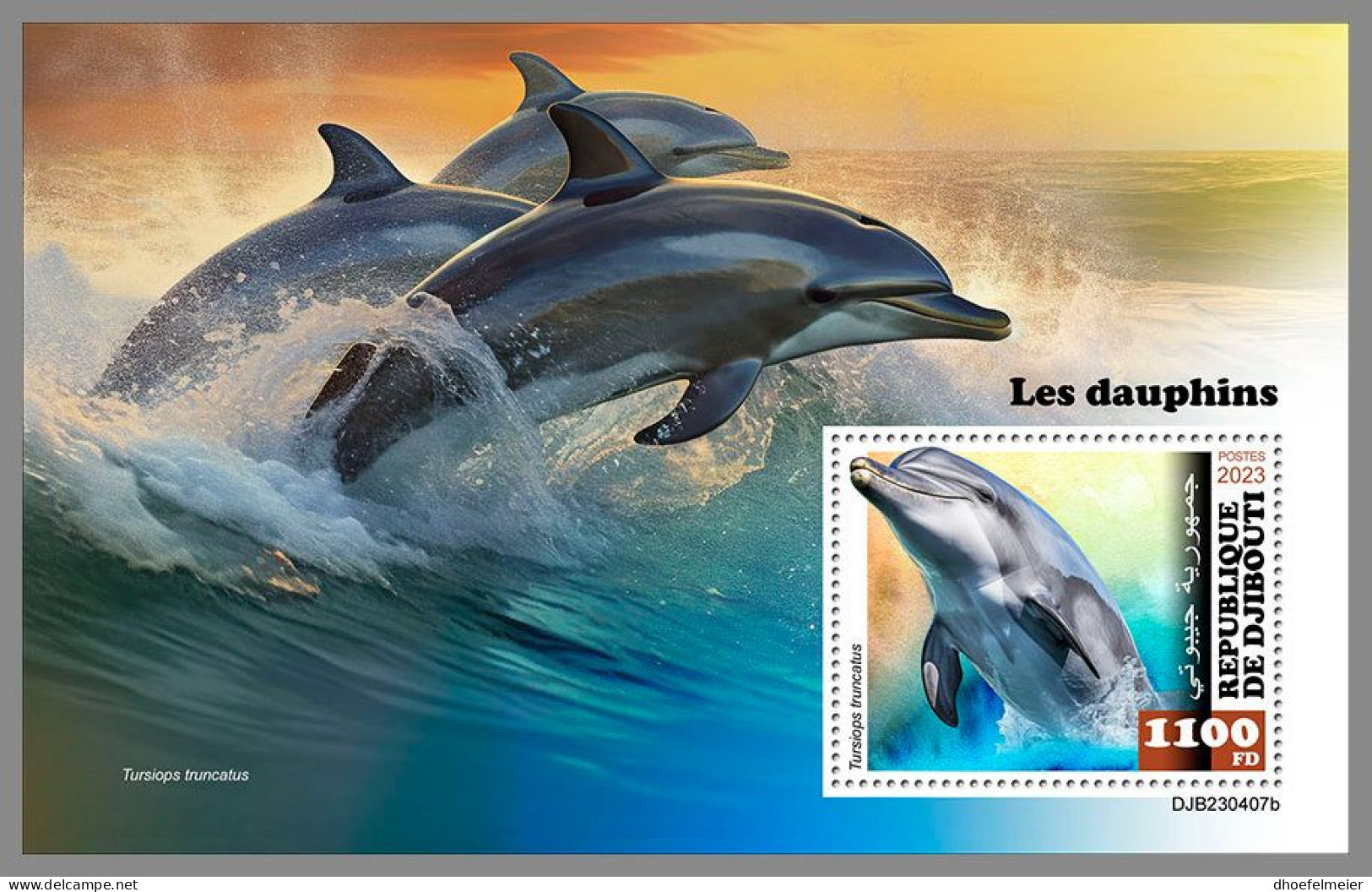 DJIBOUTI 2023 MNH Dolphins Delphine S/S – IMPERFORATED – DHQ2420 - Delfine