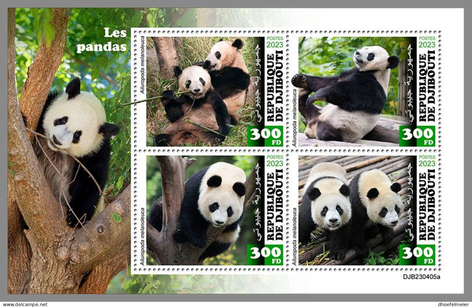 DJIBOUTI 2023 MNH Pandas Bears Bären M/S – IMPERFORATED – DHQ2420 - Ours