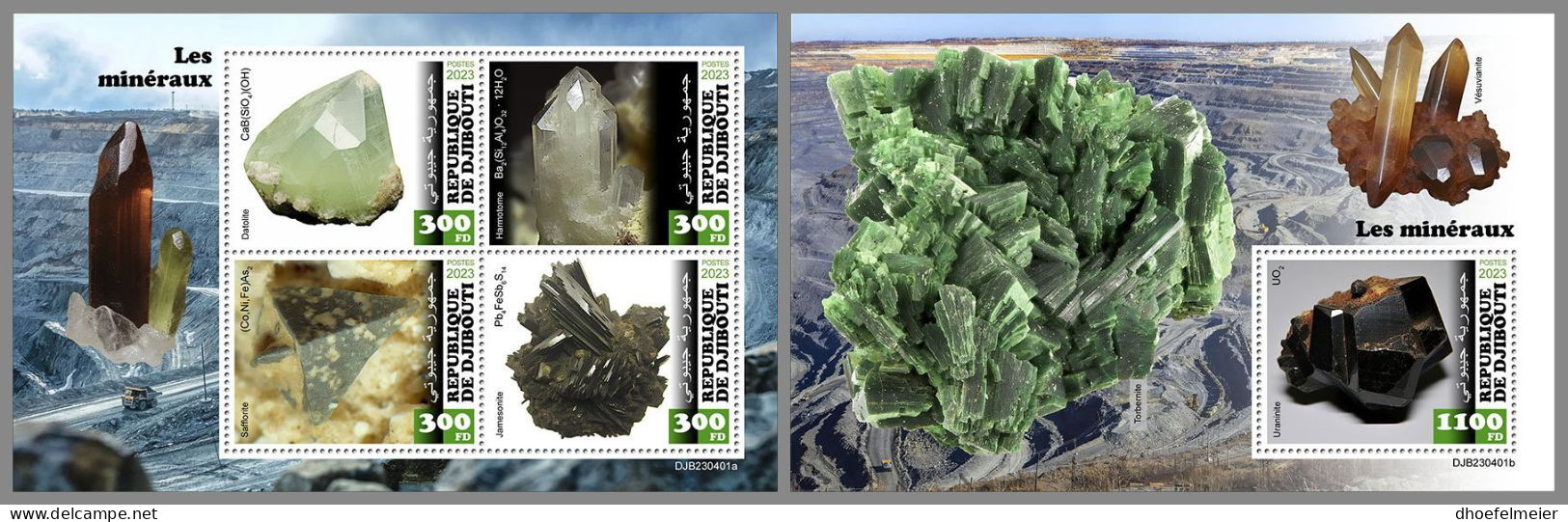 DJIBOUTI 2023 MNH Minerals Mineralien M/S+S/S – IMPERFORATED – DHQ2420 - Minerali