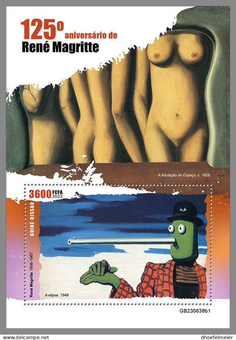 GUINEA-BISSAU 2023 MNH René Magritte Paintings Gemälde S/S I – IMPERFORATED – DHQ2420 - Autres & Non Classés