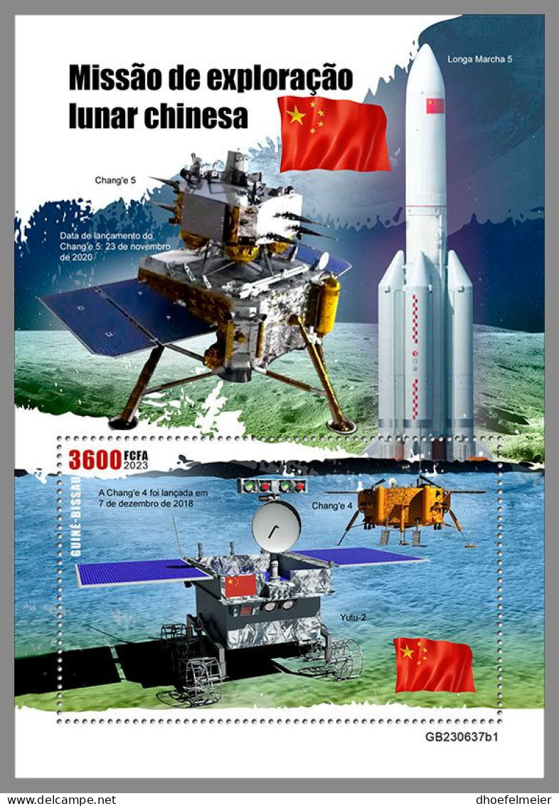 GUINEA-BISSAU 2023 MNH China‘s Moon Mission Space Raumfahrt S/S I – IMPERFORATED – DHQ2420 - Africa