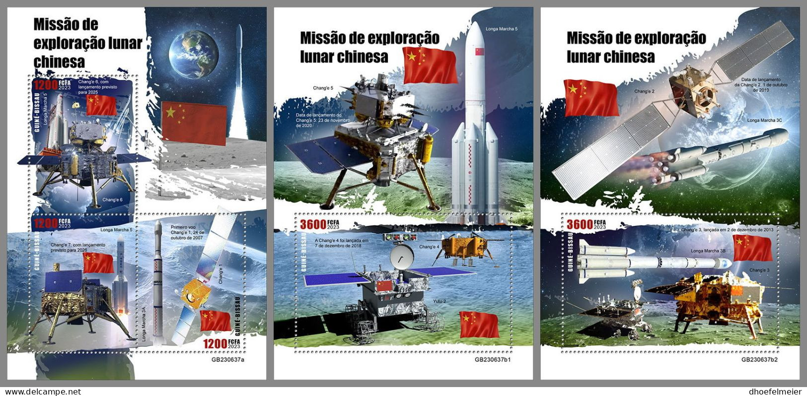 GUINEA-BISSAU 2023 MNH China‘s Moon Mission Space Raumfahrt M/S+2S/S – IMPERFORATED – DHQ2420 - Africa