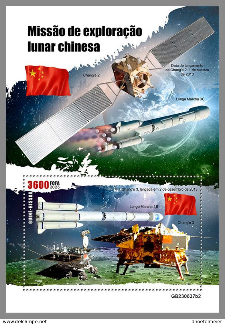 GUINEA-BISSAU 2023 MNH China‘s Moon Mission Space Raumfahrt S/S II – IMPERFORATED – DHQ2420 - Africa