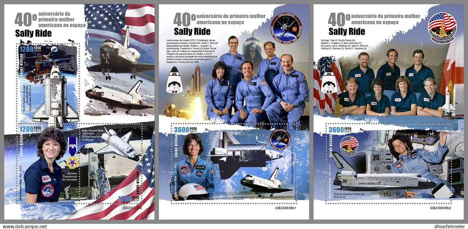 GUINEA-BISSAU 2023 MNH Sally Ride Woman In Space Raumfahrt M/S+2S/S – IMPERFORATED – DHQ2420 - Afrique