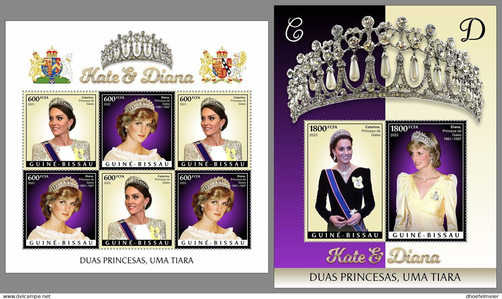 GUINEA-BISSAU 2023 MNH Kate & Diana M/S+S/S – IMPERFORATED – DHQ2420 - Royalties, Royals