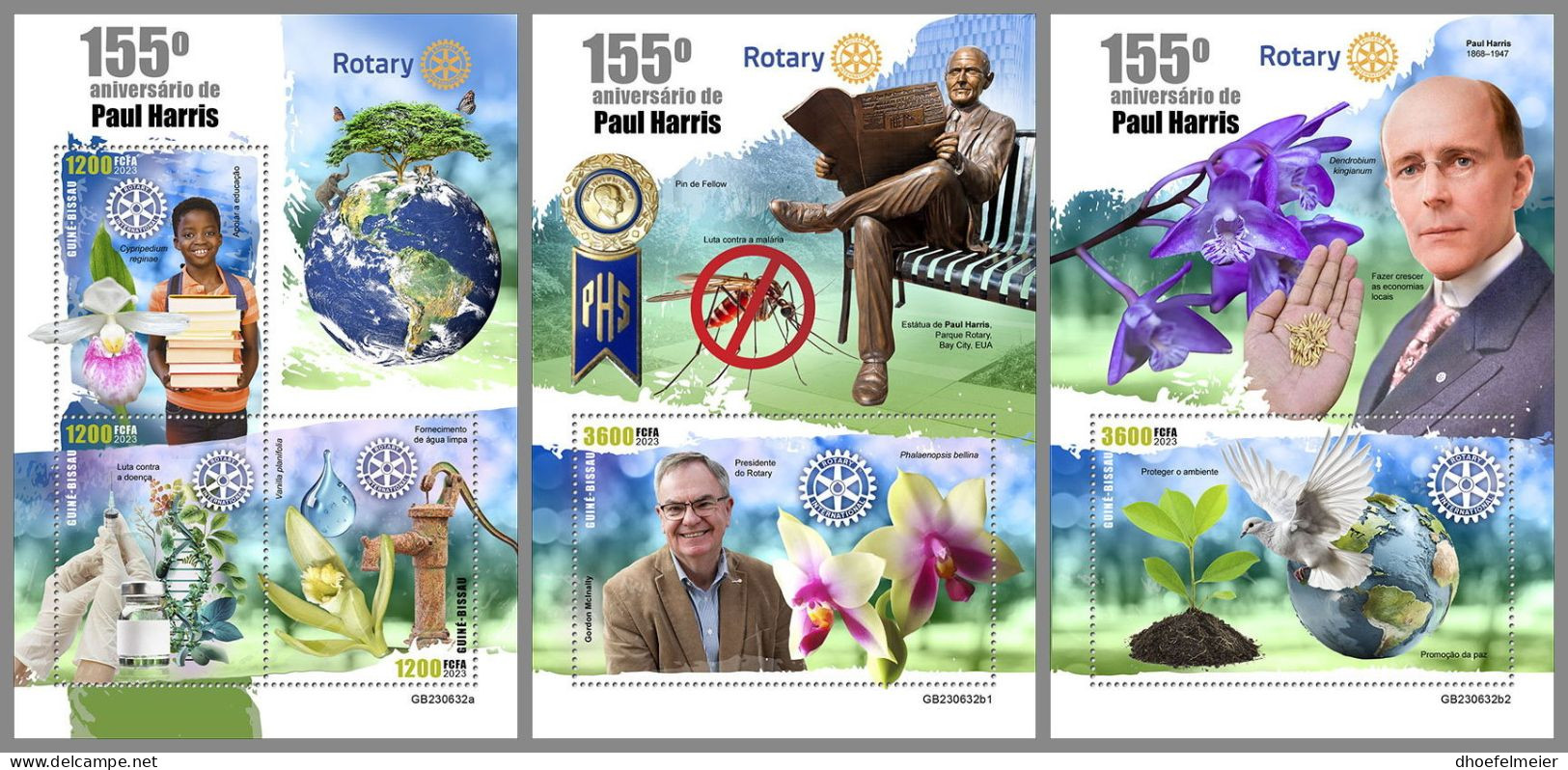 GUINEA-BISSAU 2023 MNH Paul Harris Rotary Club M/S+2S/S – IMPERFORATED – DHQ2420 - Rotary, Lions Club