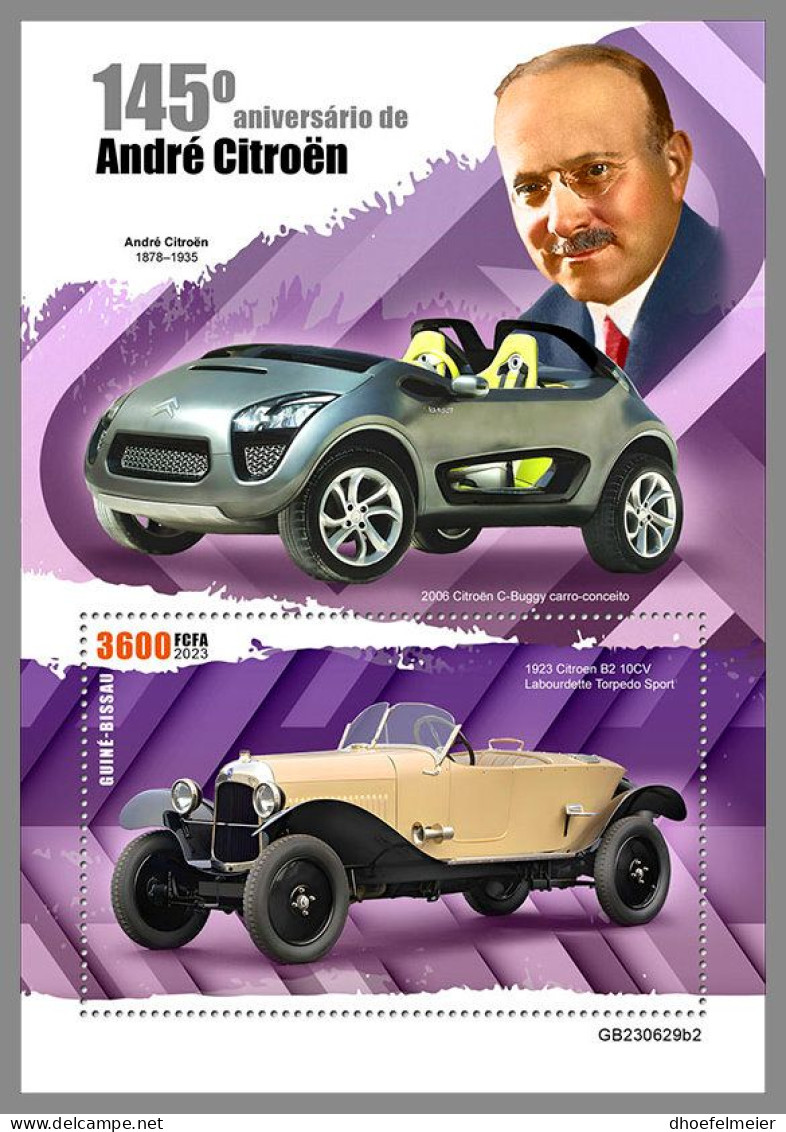 GUINEA-BISSAU 2023 MNH André Citroën Cars Autos S/S II – IMPERFORATED – DHQ2420 - Coches