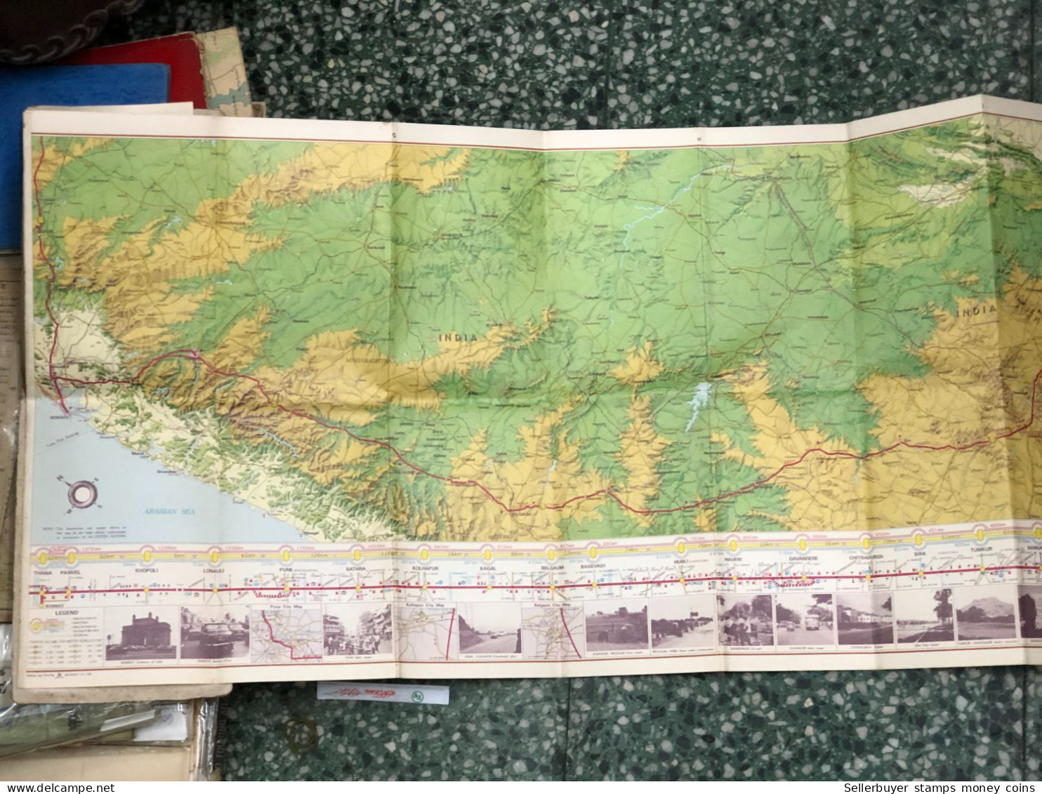 world maps old-ASIAN HIGHWAY ROUTE MAP INDIA SRI LANKA before 1975-1 pcs