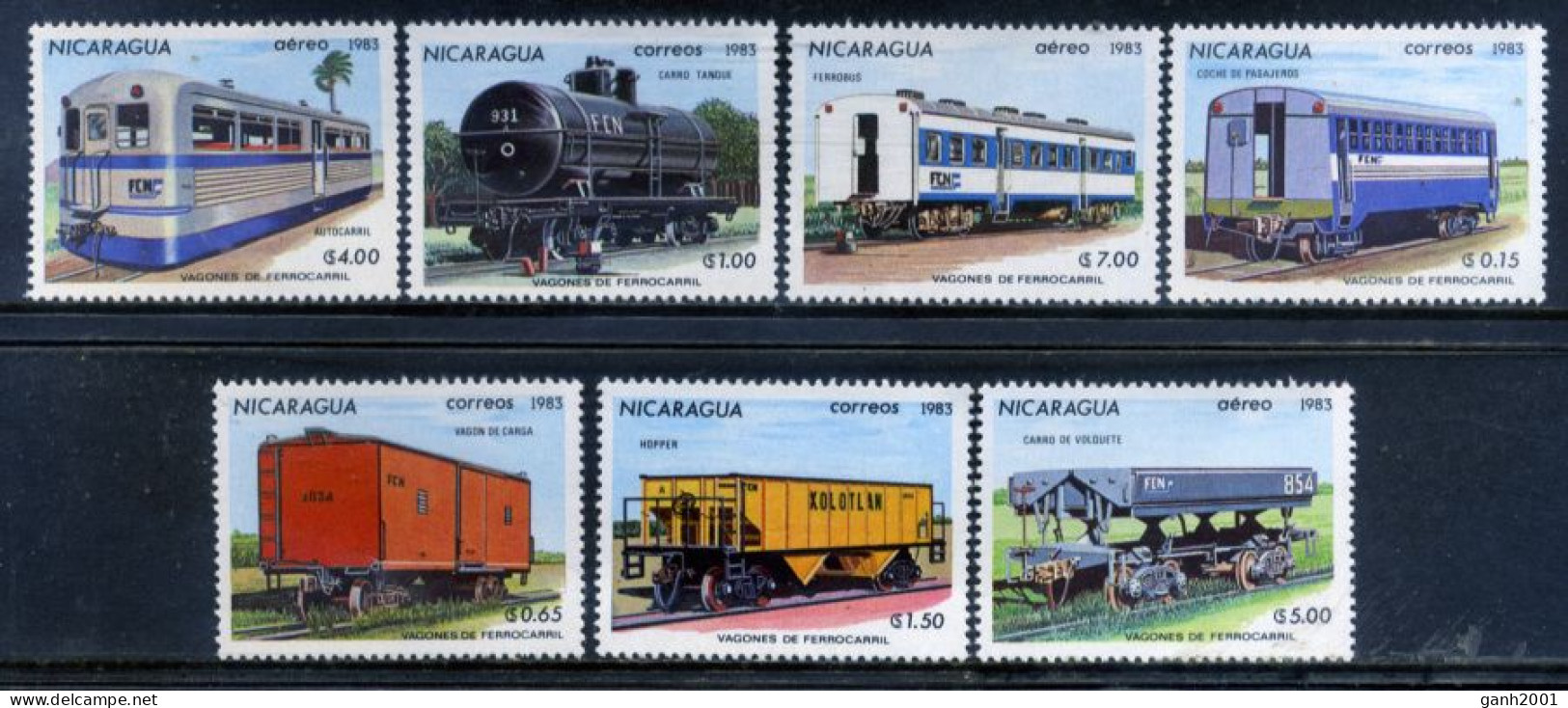 Nicaragua 1983 / Trains Railways Wagons MNH Trenes FFCC Züge / Gs40  38-46 - Trains