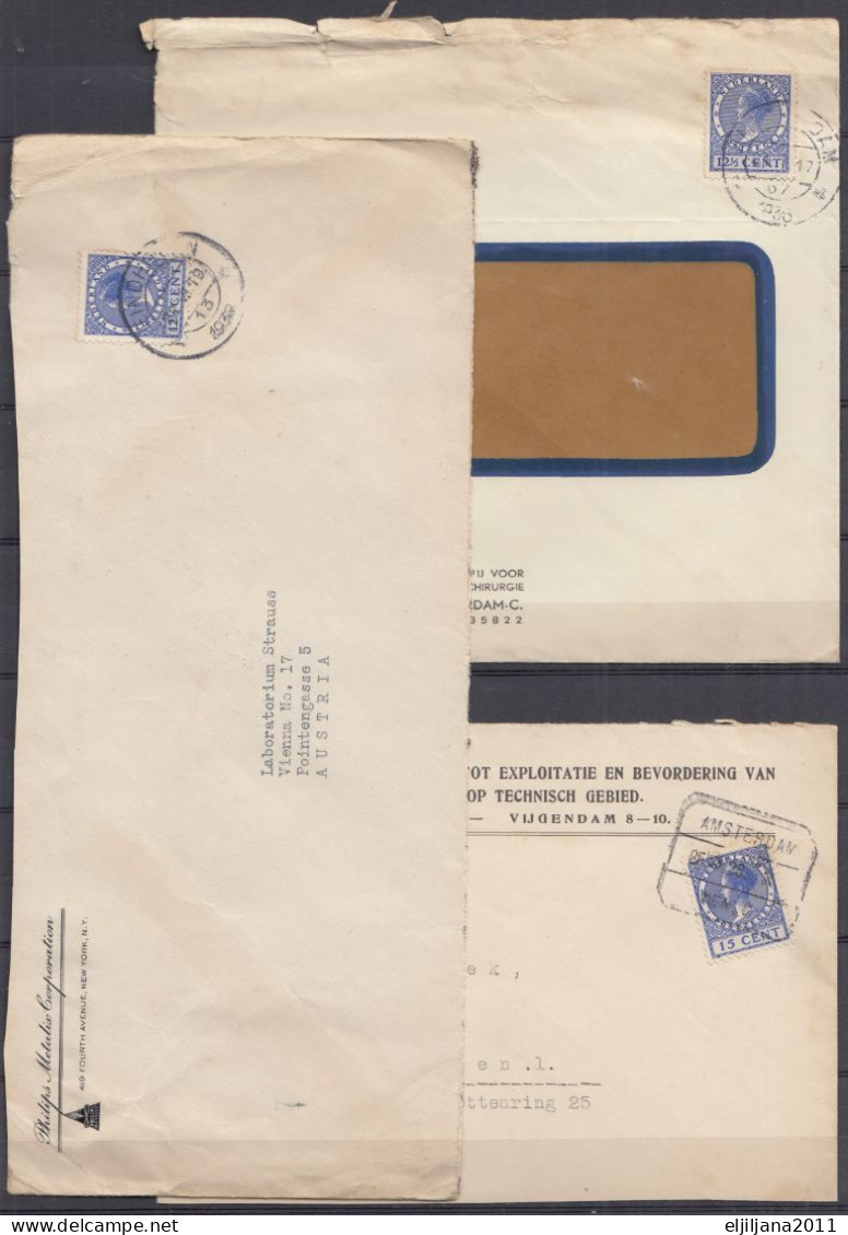 ⁕ Netherlands 1926 - 1928 ⁕ Queen Wilhelmina, Mi.184 & Mi.216 On Cover ⁕ 3v Used - See Scan - Brieven En Documenten