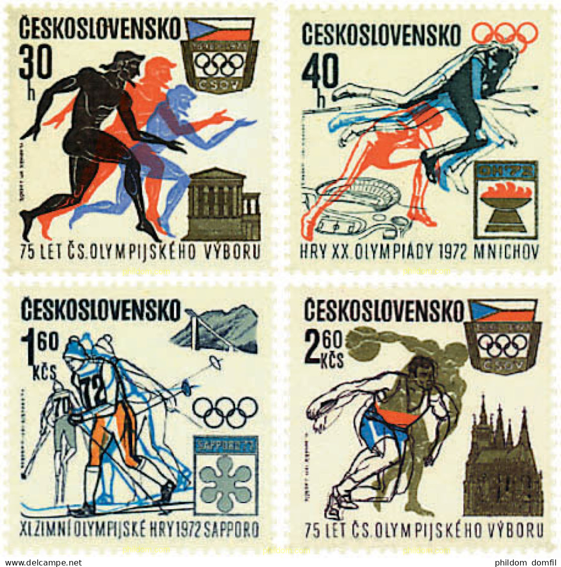 70679 MNH CHECOSLOVAQUIA 1971 75 ANIVERSARIO DEL COMITE OLIMPICO NACIONAL - Neufs