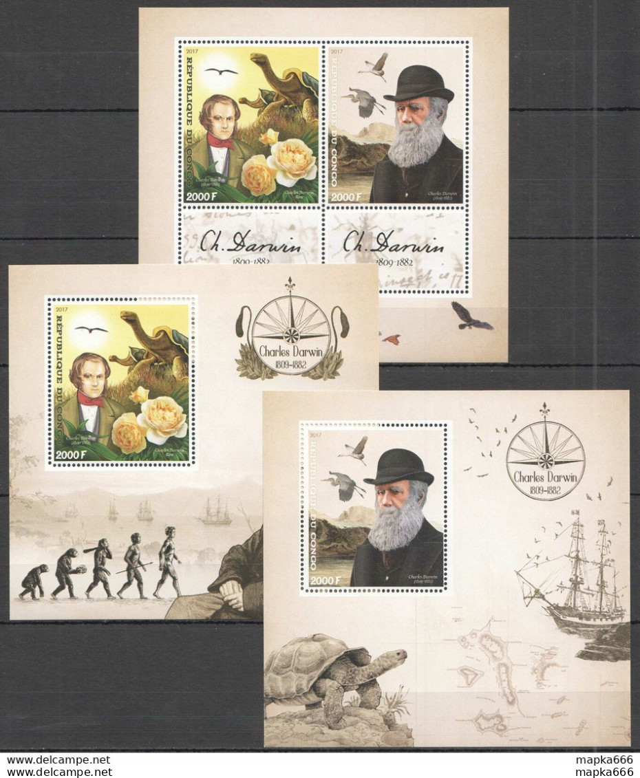 J366 2017 Charles Darwin Evolution Dinosaurs Birds Fauna 1Kb+2Bl Mnh - Prehistorics