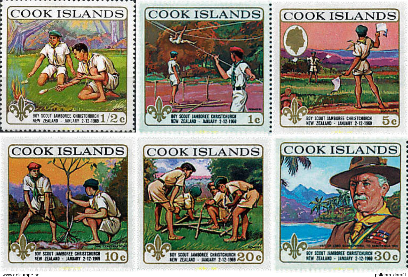 65523 MNH COOK Islas 1969 5 JAMBOREE DE CHRISTCHURCH, NUEVA ZELANDA - Cook Islands