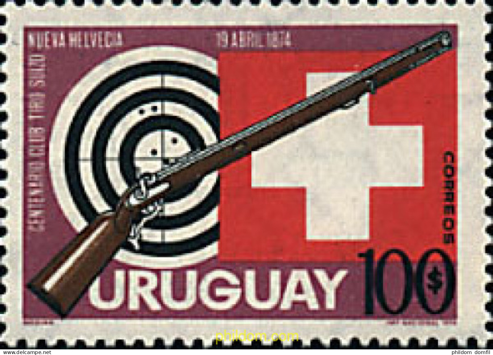 68727 MNH URUGUAY 1974 CENTENARIO DEL CLUB DE TIRO SUIZO. - Uruguay