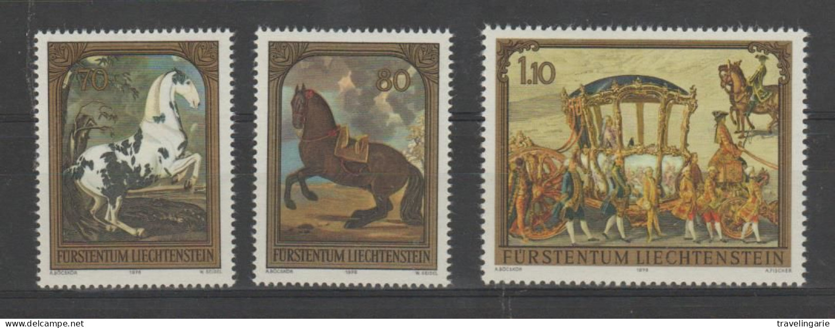 Liechtenstein 1978 Paintings, Horses And Carriage ** MNH - Chevaux