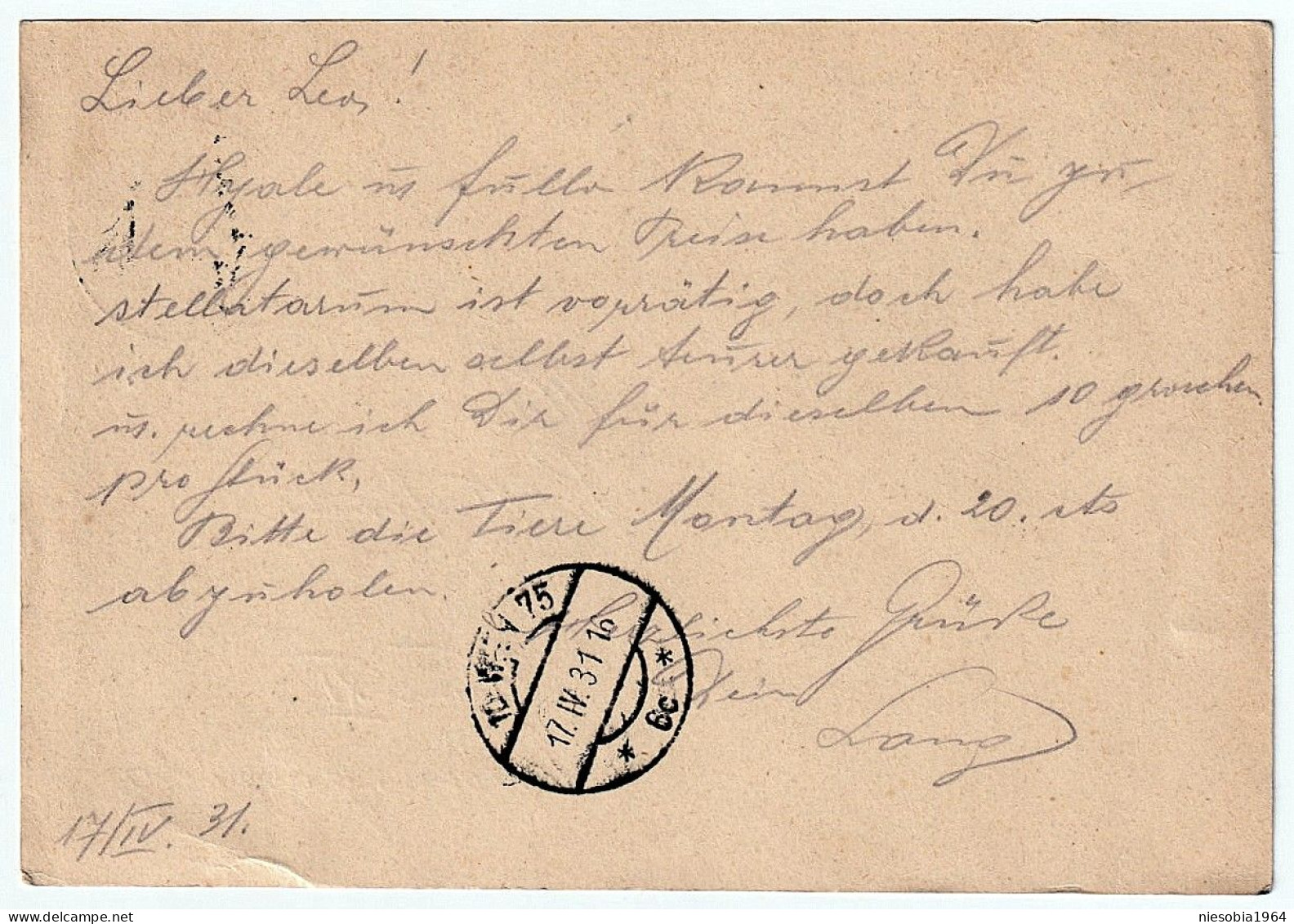 Österreich 10 Groschen Potkarte, Wiener Parlament. Stempel, Adolf Lang Wien Vorlaufstrasse 4 - Siegel Wien 1931 - Lettres & Documents