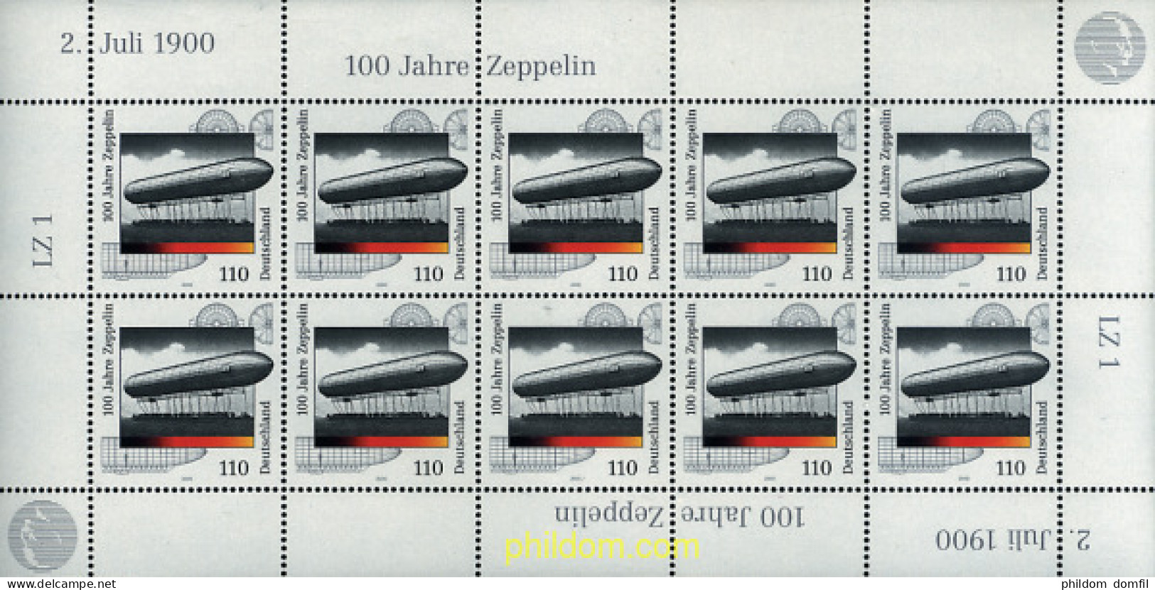 9919 MNH ALEMANIA FEDERAL 2000 CENTENARIO DEL ZEPPELIN - Unused Stamps