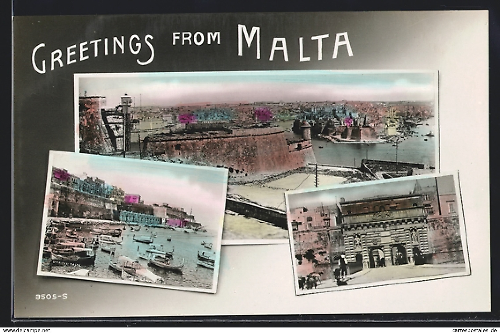 AK Malta, Hafenpanorama Von Festung Aus, Stadttor  - Malta