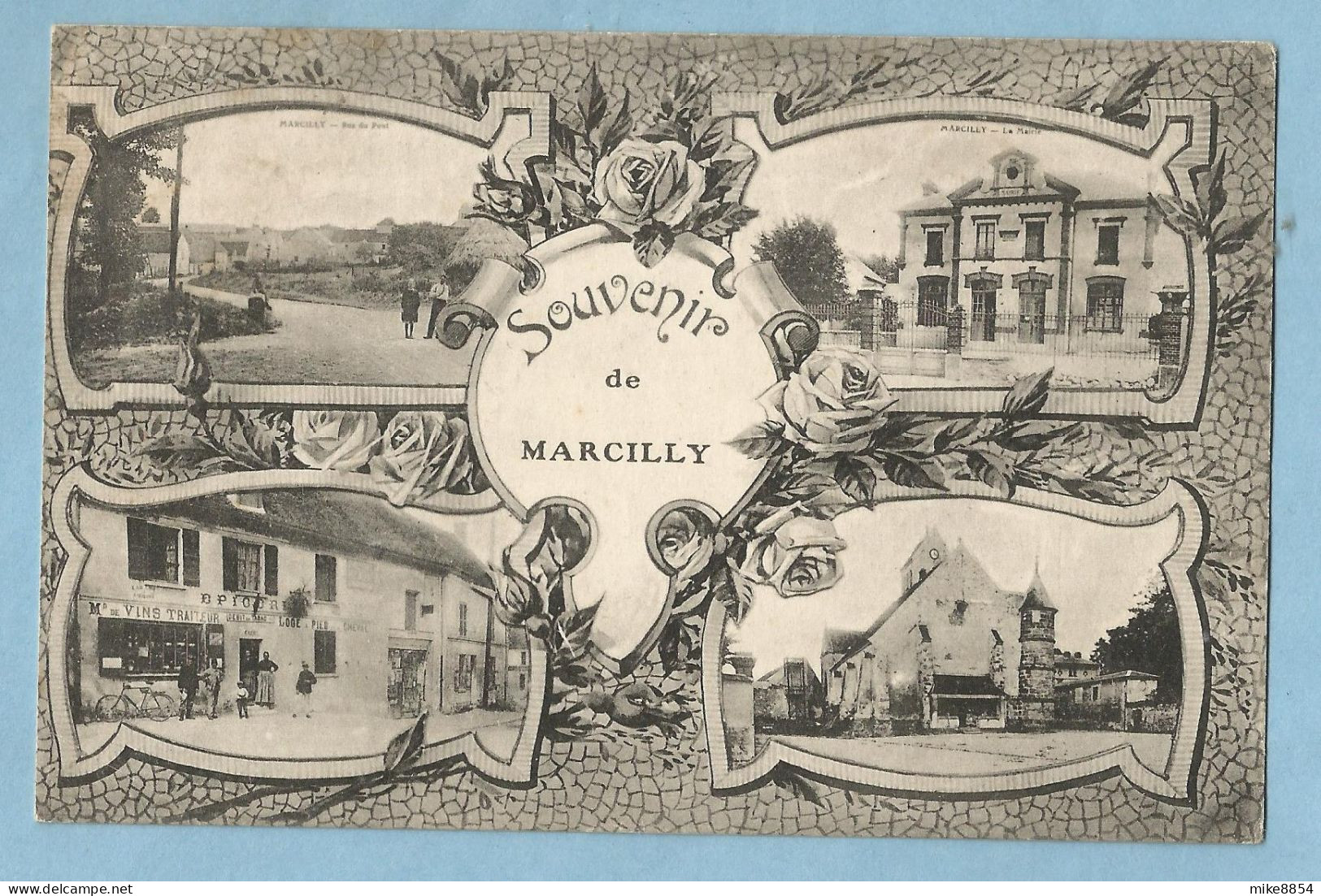 1494  CPA   Souvenir De MARCILLY (Seine-et-Marne)  4 Vues  :  Eglise - Mairie- Rue Du Pont - Epicerie - Other & Unclassified