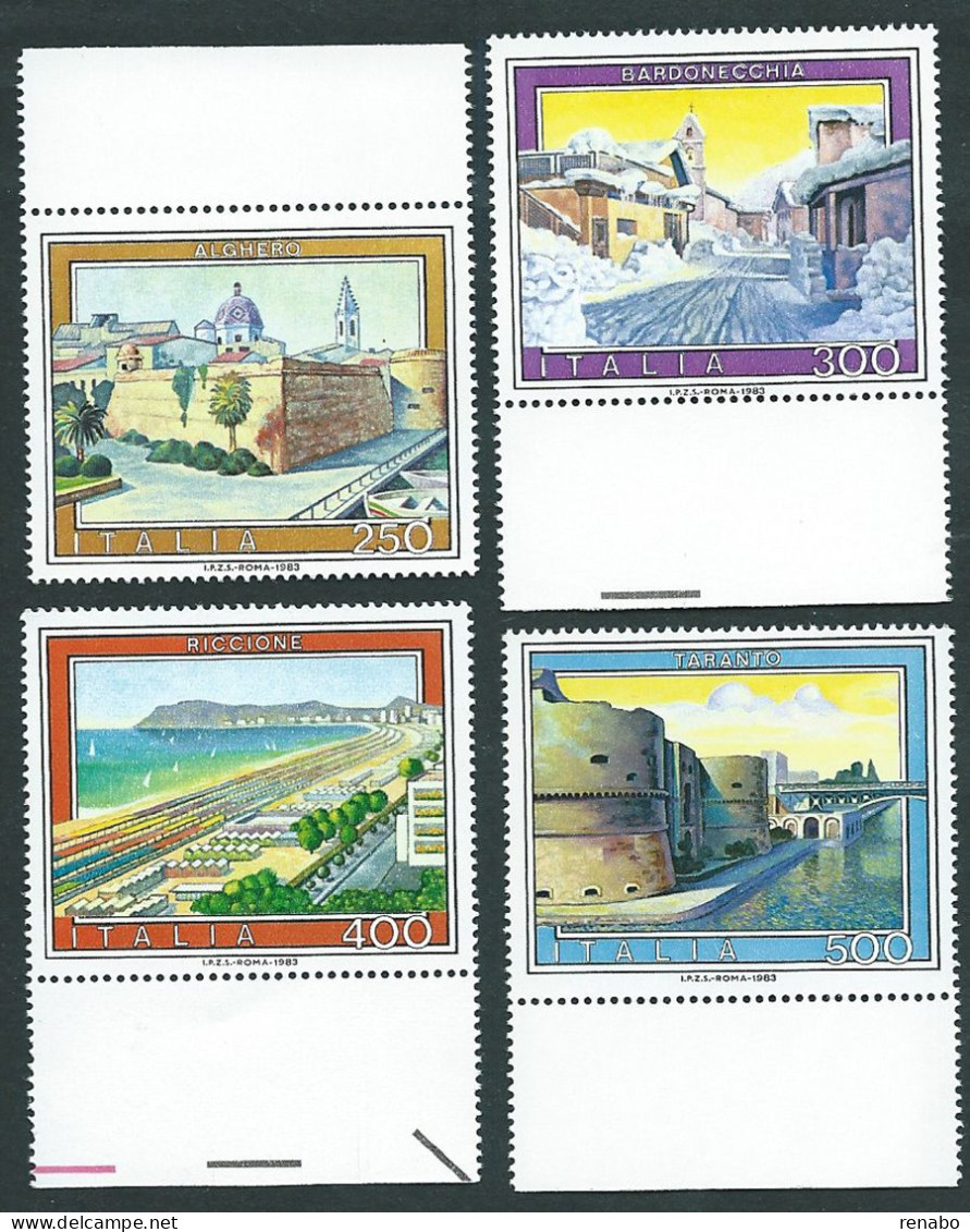 Italia 1983; Turistica: Alghero + Bardonecchia + Riccione + Taranto. Serie Completa Di Bordo. - 1981-90: Mint/hinged