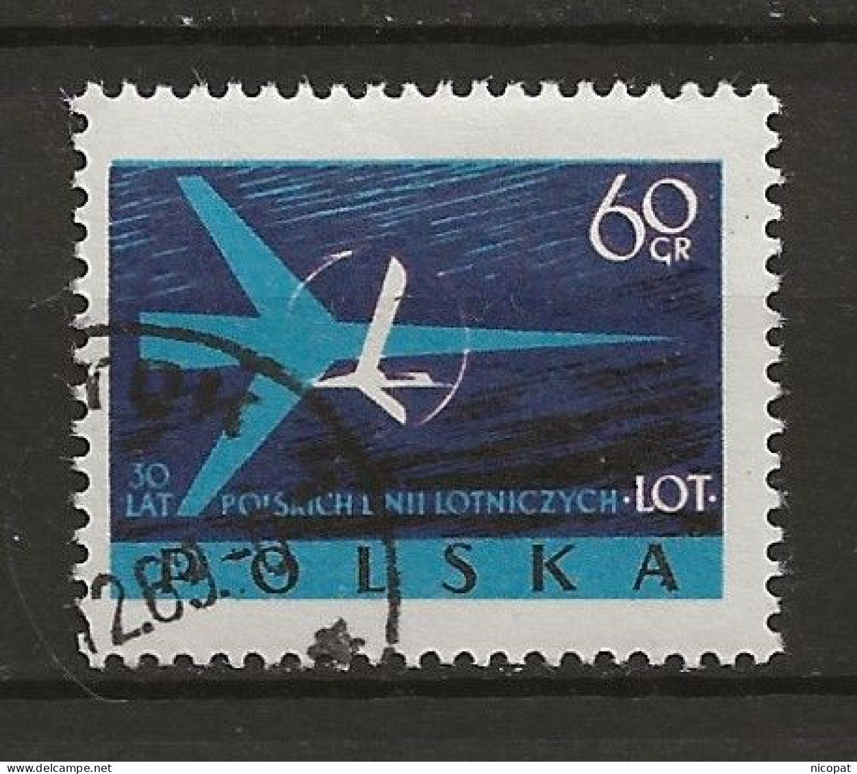 POLAND Oblitéré 980 Anniversaire De La Compagnie Aérienne LOT Avion Aviation - Used Stamps