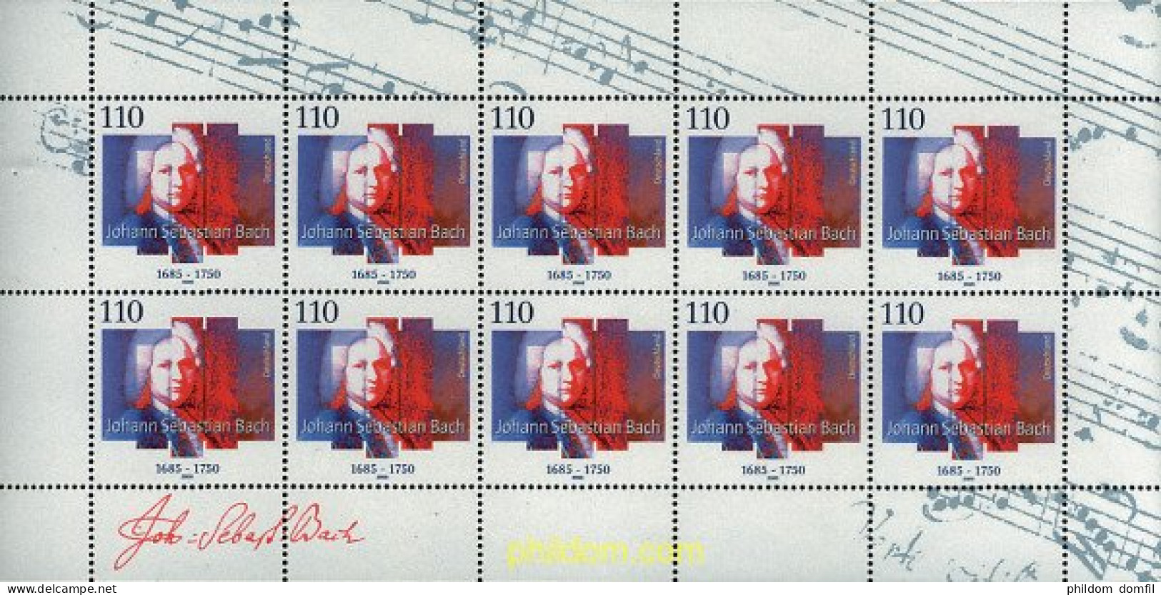 146767 MNH ALEMANIA FEDERAL 2000 BICENTENARIO DE LA MUERTE DEL COMPOSITOR JOHANN SEBASTIAN BACH - Unused Stamps