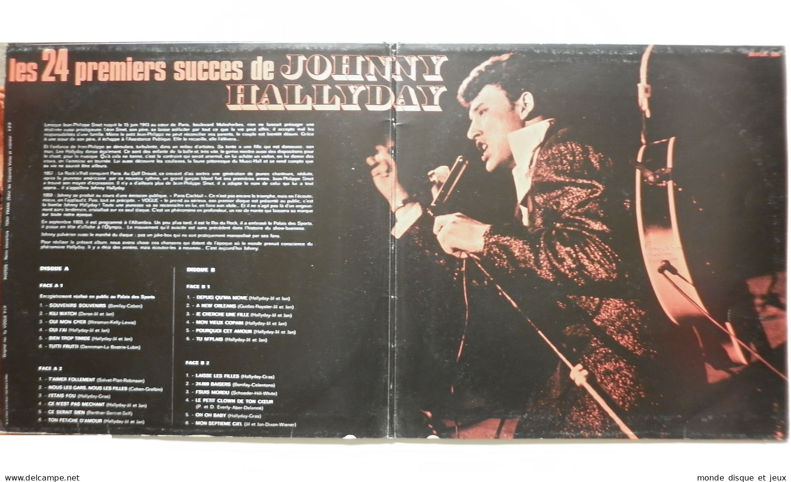 Johnny Hallyday Double 33Tours Vinyles Les 24 Premiers Succès De Johnny Hallyday Disques Label Blanc Lettre B - Andere - Franstalig